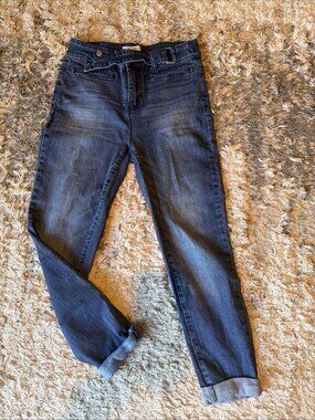 OAT New York High Rise Denim Blue Jeans Crop Belted Women’s 28